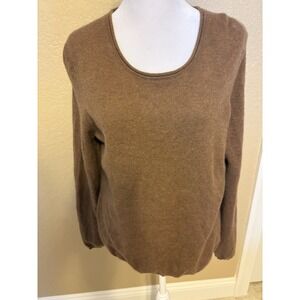 Fiona Cashmere 100% Cashmere Lightweight Sweater, Brown, PL, Classic